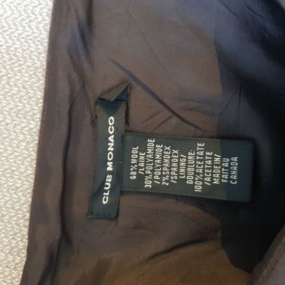 3/25 or 2/18 Club monaco women's wool midi skirt with leather stripes, Waist 30 - Picture 3 of 7